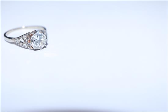 A diamond solitaire ring, white metal setting (tests as 18ct), the diamond approx 1.0ct, size L.